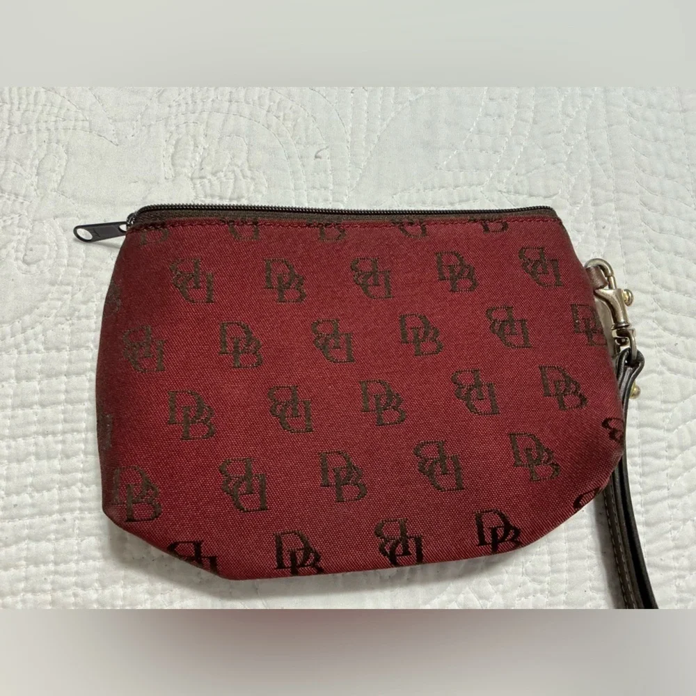 Dooney & Bourke red monogram canvas zip case with a key holder